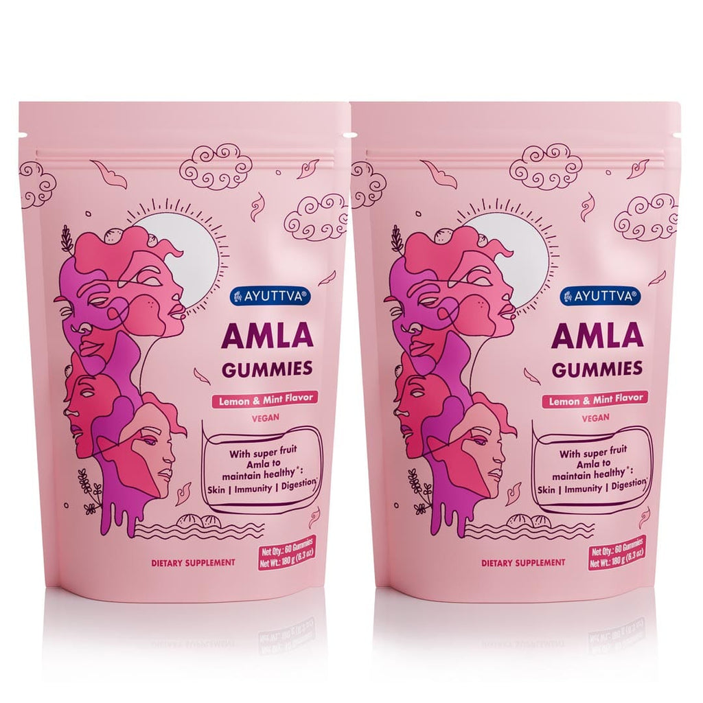 Amla Gummies I Vegan Gummies with Plant-based Actives for Anti-aging Benefits, Healthy Skin, Digestion and Immunity - Pack of 2 Supplements Ayuttva