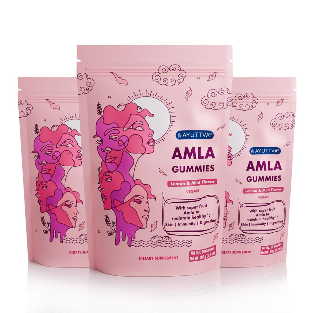 Amla Gummies I Vegan Gummies with Plant-based Actives for Anti-aging Benefits, Healthy Skin, Digestion and Immunity - Pack of 3 Supplements Ayuttva