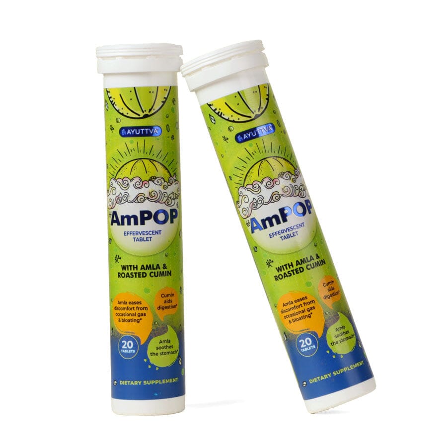 AmPOP for Quick Relief - The Only Ayurvedic Effervescent with 1500mg Amla Extract and Roasted Cumin- Pack of 2