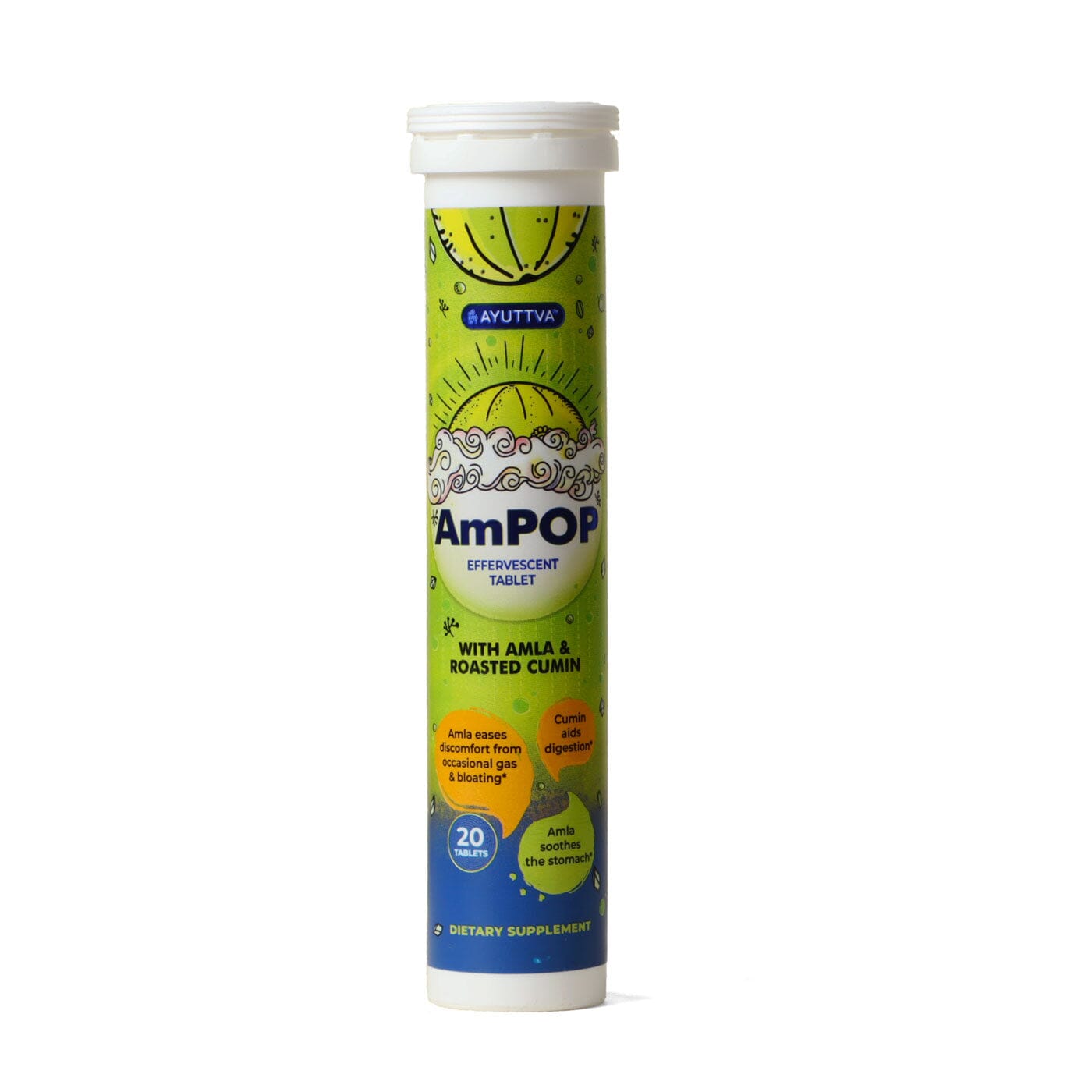 AmPOP for Quick Relief - The Only Ayurvedic Effervescent with 1500mg Amla Extract and Roasted Cumin