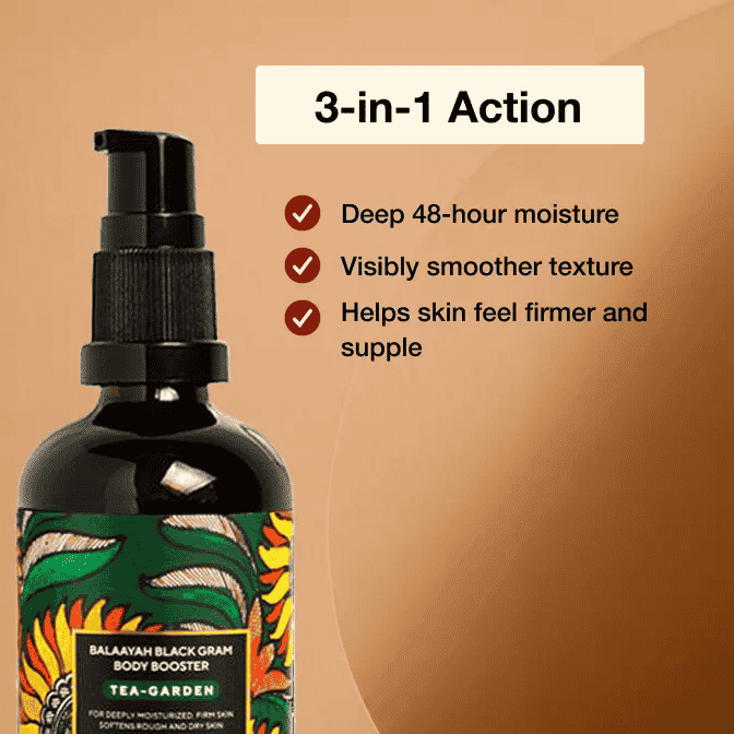 Balaayah Black Gram Body Booster | Tea-Garden Blend - iYURA's Ayurvedic, Skin-Firming Body Oil - For Dry, Mature, Aging Skin Body Oil iYURA