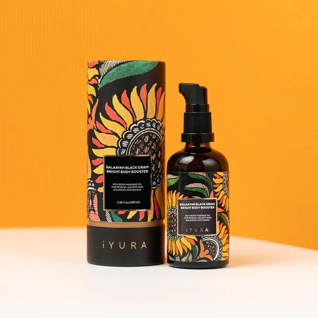 Balaayah Black Gram Bright Body Booster | With Sweet & Citrusy Aroma of Jasmine, Cardamom, Orange and Lemongrass Body Oil iYURA