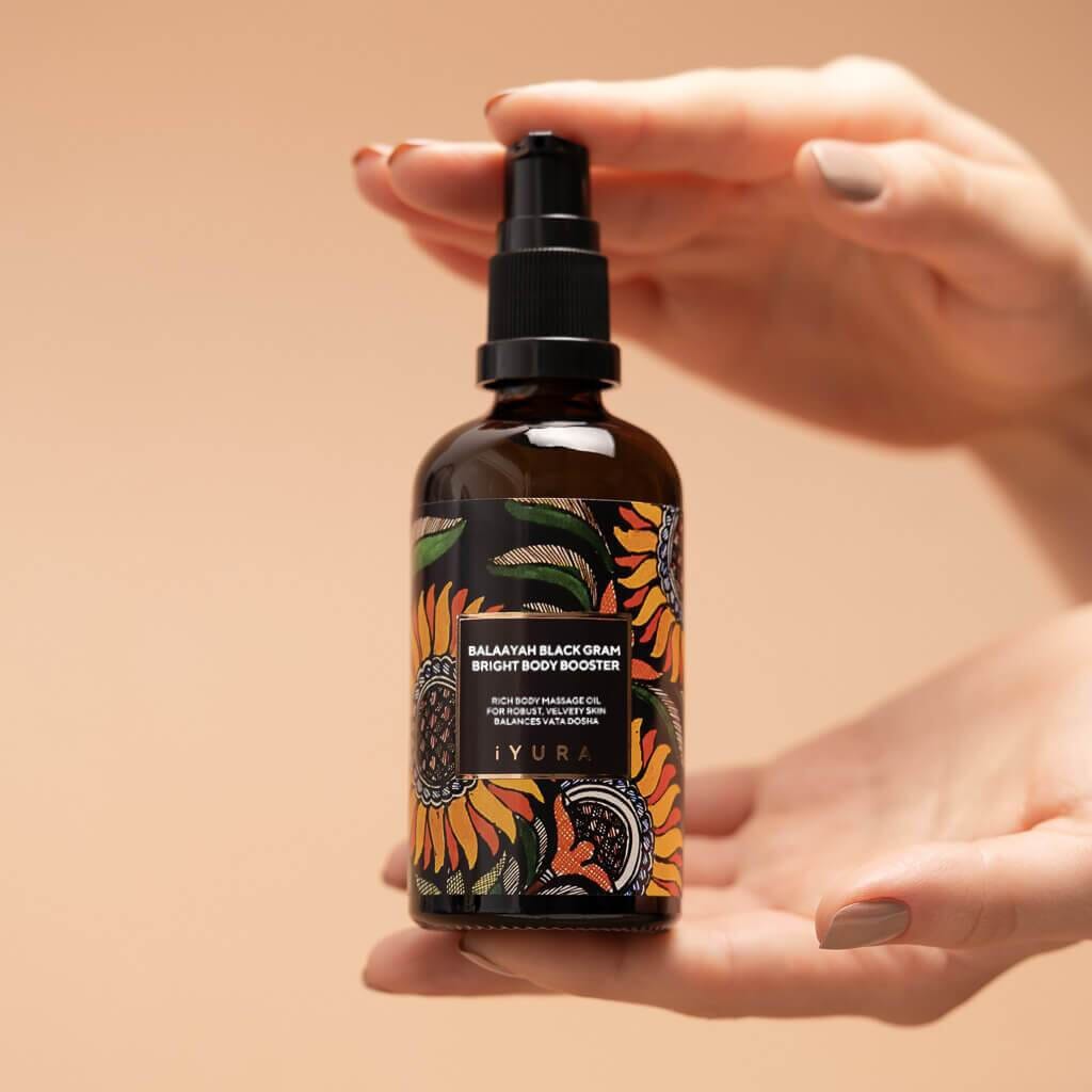 Balaayah Black Gram Bright Body Booster | With Sweet & Citrusy Aroma of Jasmine, Cardamom, Orange and Lemongrass Body Oil iYURA