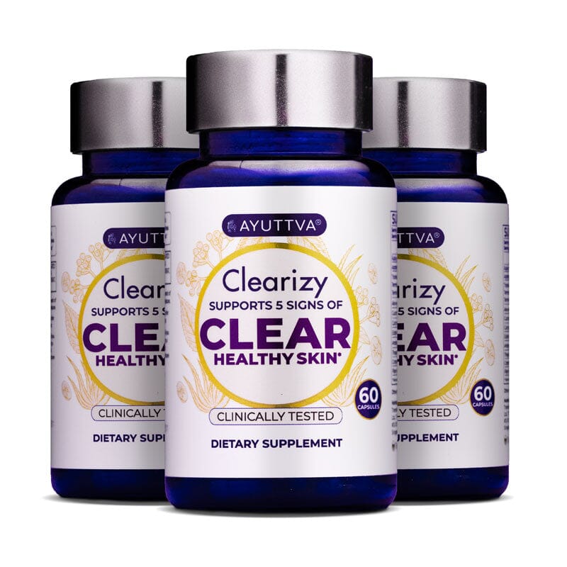 Clearizy Capsules for Clear Skin and Breakout Relief - 5-in-1 Acne Control | Clean Label 100% natural | Fast Acting Long Lasting - Pack of 3 Ayuttva