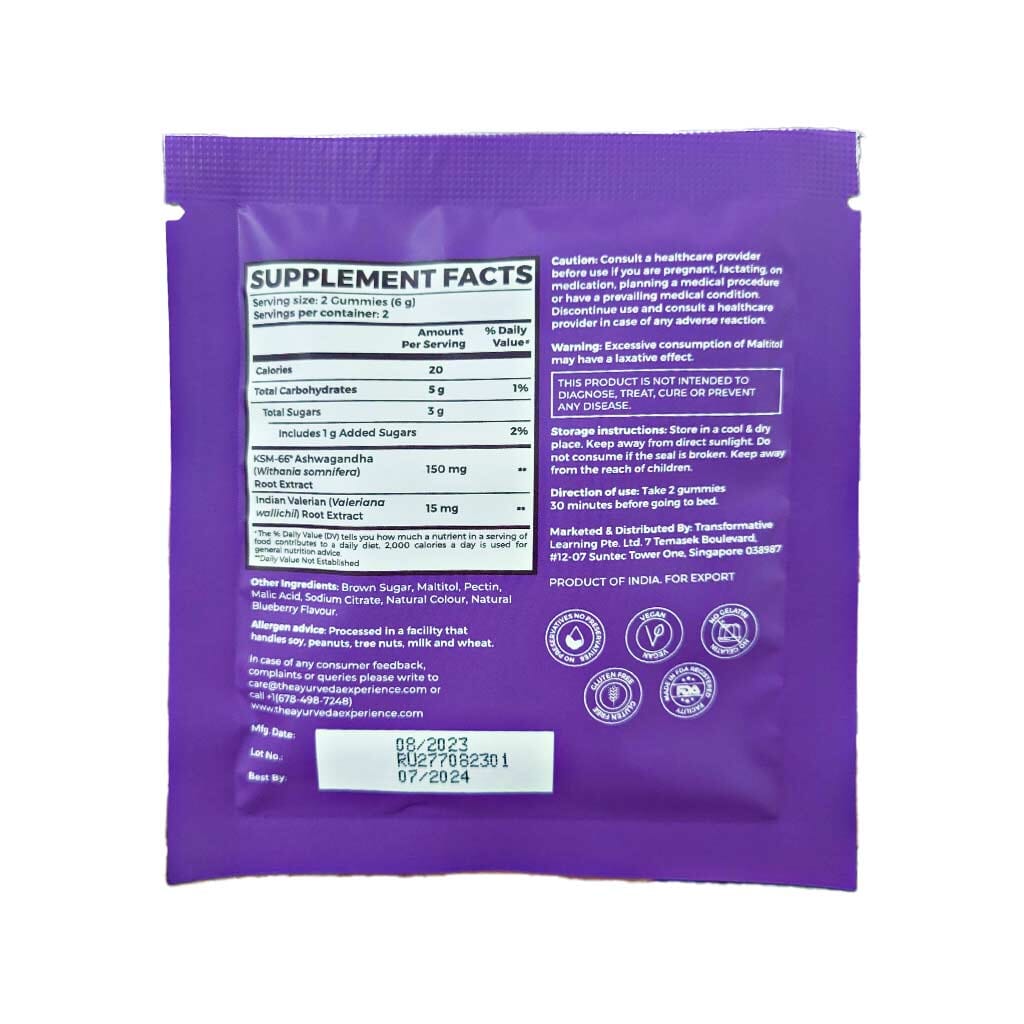 FREE GIFT SAMPLE: Sleep Gummies with KSM 66 Ashwagandha and Valerian Root for Blissful Sleep Supplements Ayuttva