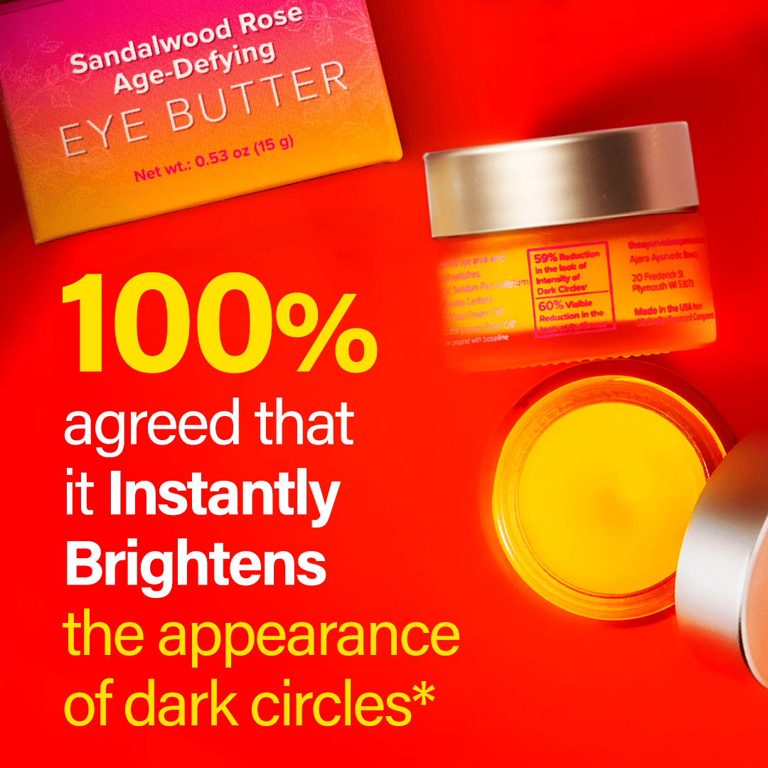 Sandalwood Age-Defying Eye Butter - 100% Natural Eye Butter With Ghee, Sandalwood & Rose - Smooths the Look of Fine Lines & Wrinkles Eye Care Ajara