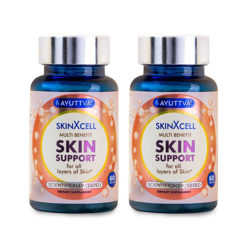SkinXcell - Multi Benefit Skin Support For ALL Layers | VEGAN Collagen Booster - Pack of 2 Supplements Ayuttva 