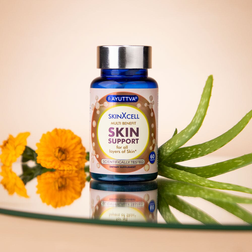 SkinXcell - Multi Benefit Skin Support For ALL Layers | VEGAN Collagen Booster - Pack of 2 Supplements Ayuttva