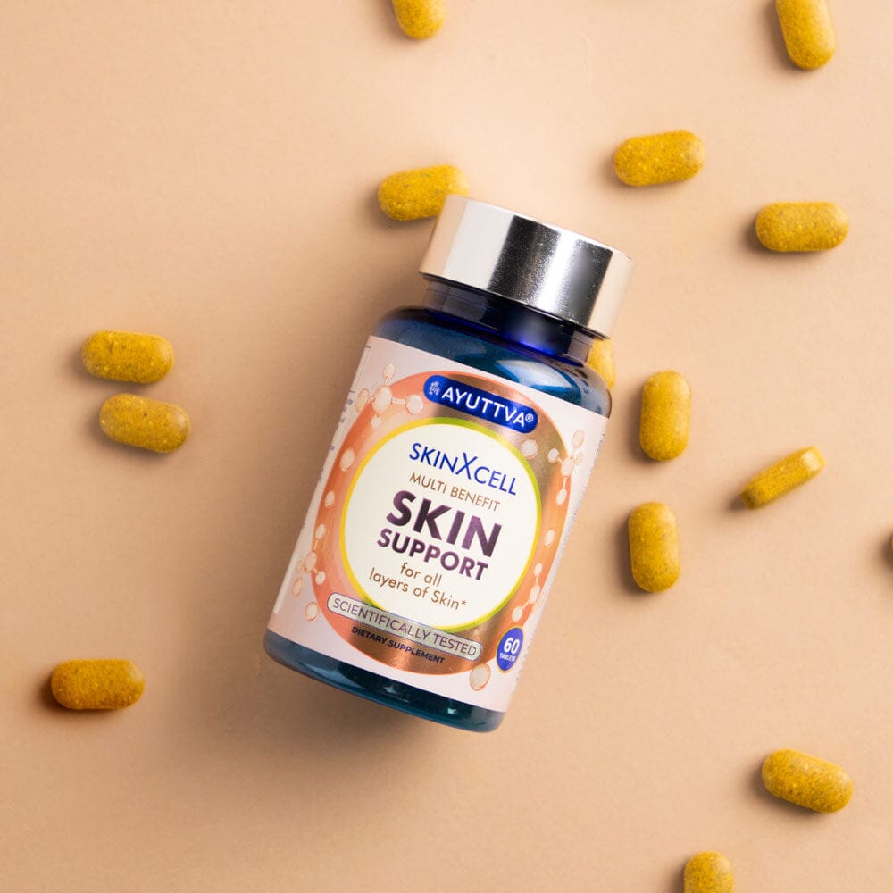 SkinXcell - Multi Benefit Skin Support For ALL Layers | VEGAN Collagen Booster Supplements Ayuttva