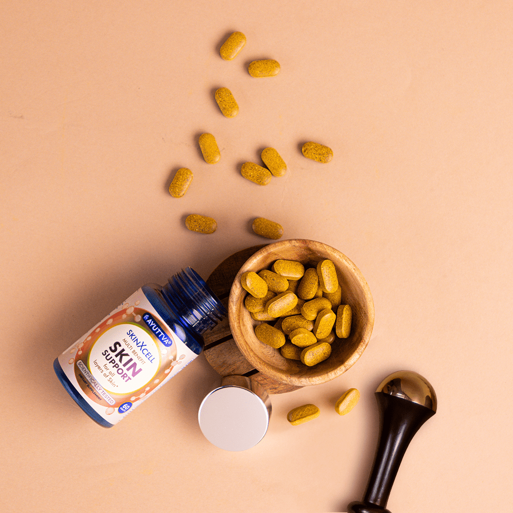 SkinXcell - Multi Benefit Skin Support For ALL Layers | VEGAN Collagen Booster Supplements Ayuttva