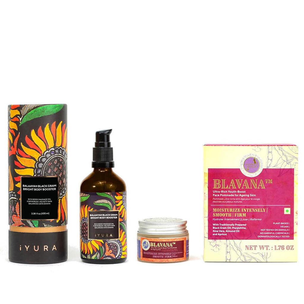 Set de crema reafirmante facial y aceite corporal hidratante de gramo negro - Aromático