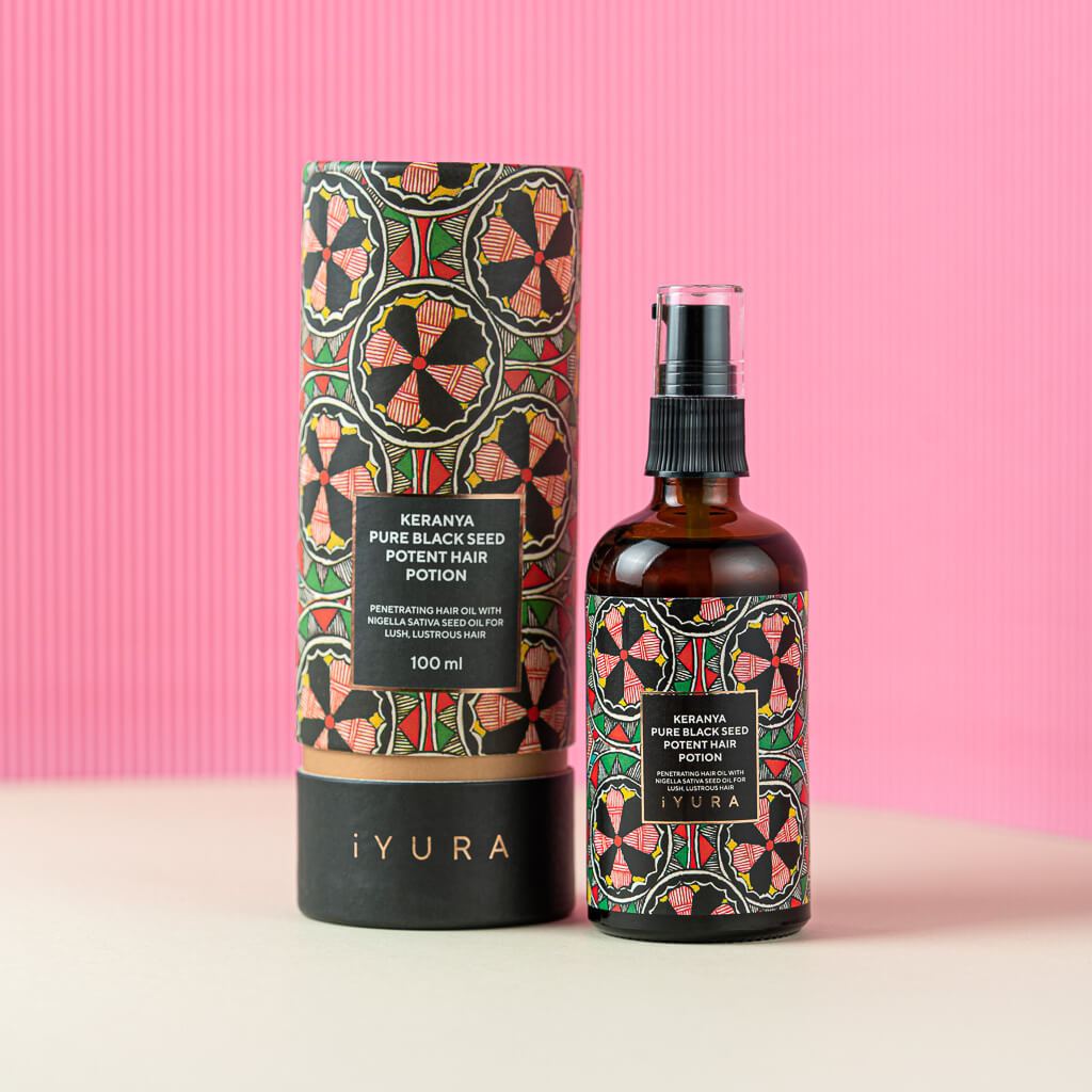 Keranya Pure Black Seed Potent Hair Potion - With FREE Neem Wood Comb Hair Oil iYURA