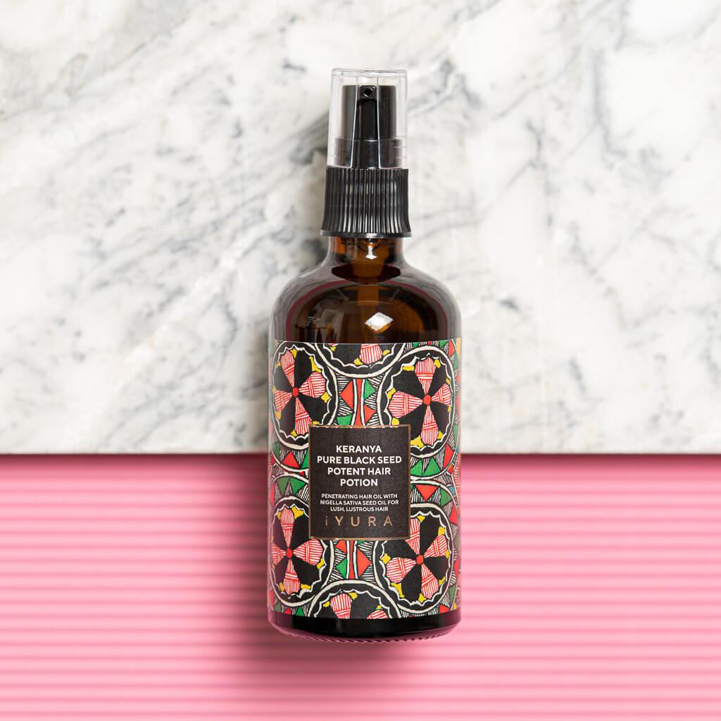 Keranya Pure Black Seed Potent Hair Potion - With FREE Neem Wood Comb Hair Oil iYURA