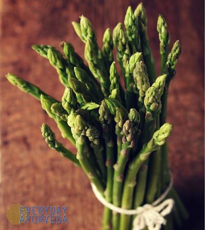 Asparagus with Coconut Flakes and Yellow Mung Daal