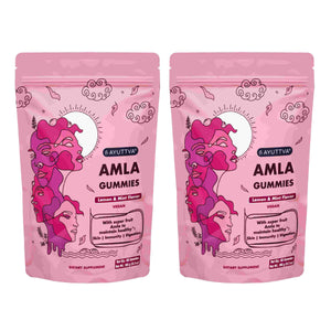 Amla Gummies I Vegan Gummies with Plant-based Actives for Anti-aging Benefits, Healthy Skin, Digestion and Immunity - Pack of 2 Supplements Ayuttva 