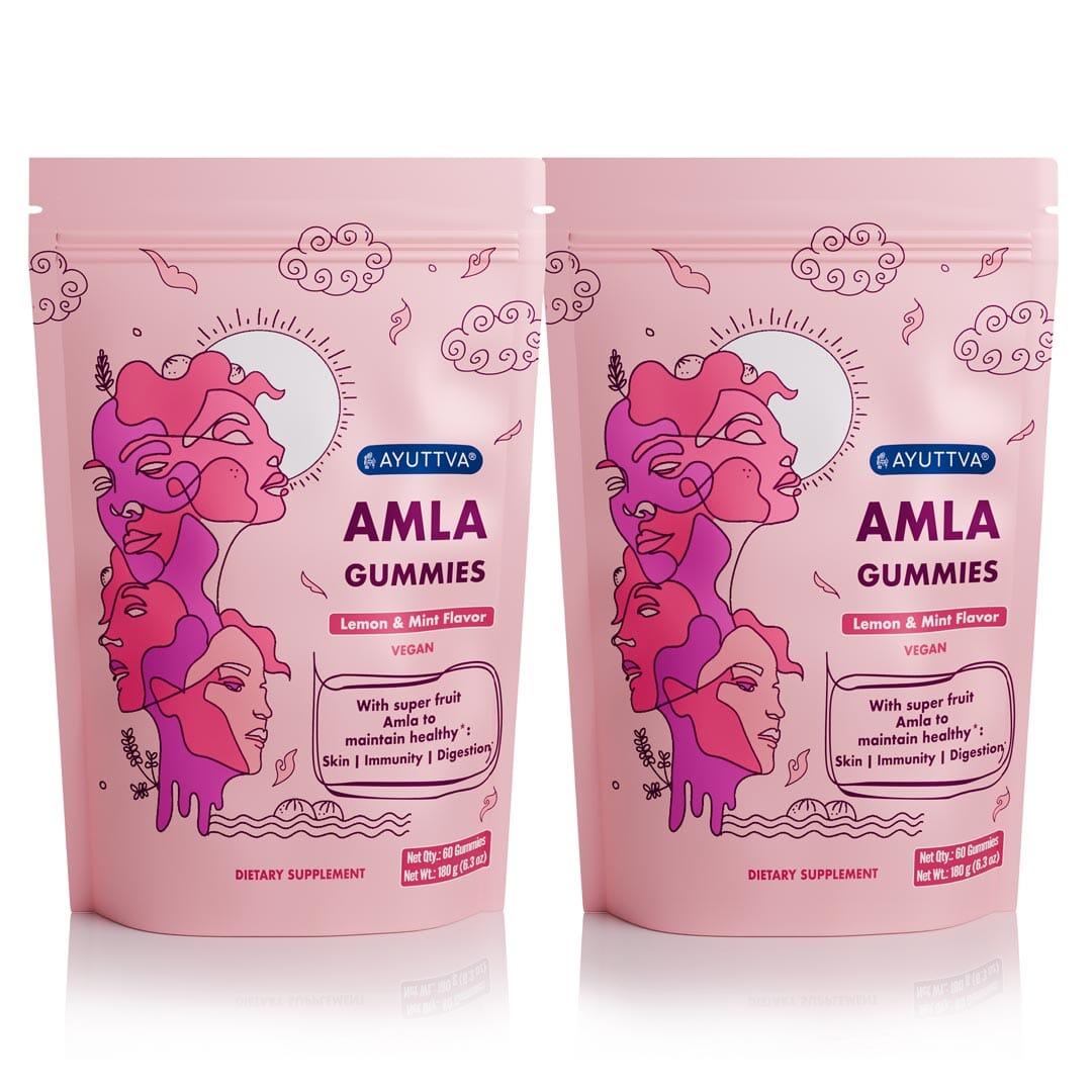 Amla Gummies I Vegan Gummies with Plant-based Actives for Anti-aging Benefits, Healthy Skin, Digestion and Immunity - Pack of 2 Supplements Ayuttva 