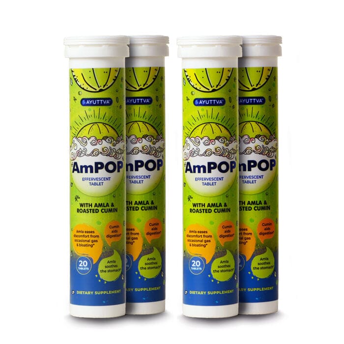 AmPOP for Quick Relief - The Only Ayurvedic Effervescent with 1500mg Amla Extract and Roasted Cumin- Pack of 2 Supplements Ayuttva 