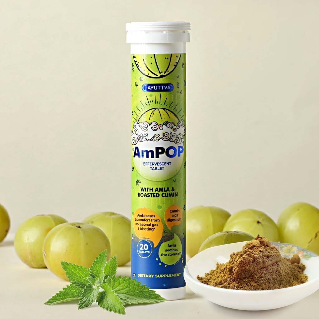 AmPOP for Quick Relief - The Only Ayurvedic Effervescent with 1500mg Amla Extract and Roasted Cumin- Pack of 3 Supplements Ayuttva 