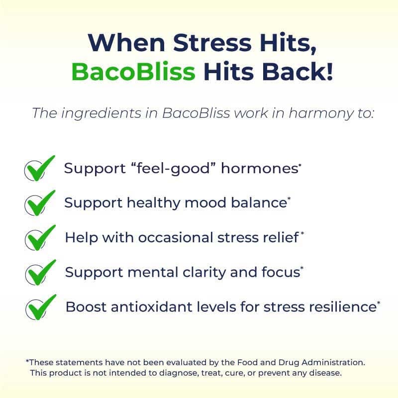 BacoBliss I Scientifically Tested Mood Support Formula I With 10+ powerful ingredients like Mucuna pruriens, Bacopa monnieri, 5-HTP and more for Calm, Relaxation and Occasional Stress Relief - Pack of 3 Supplements Ayuttva 