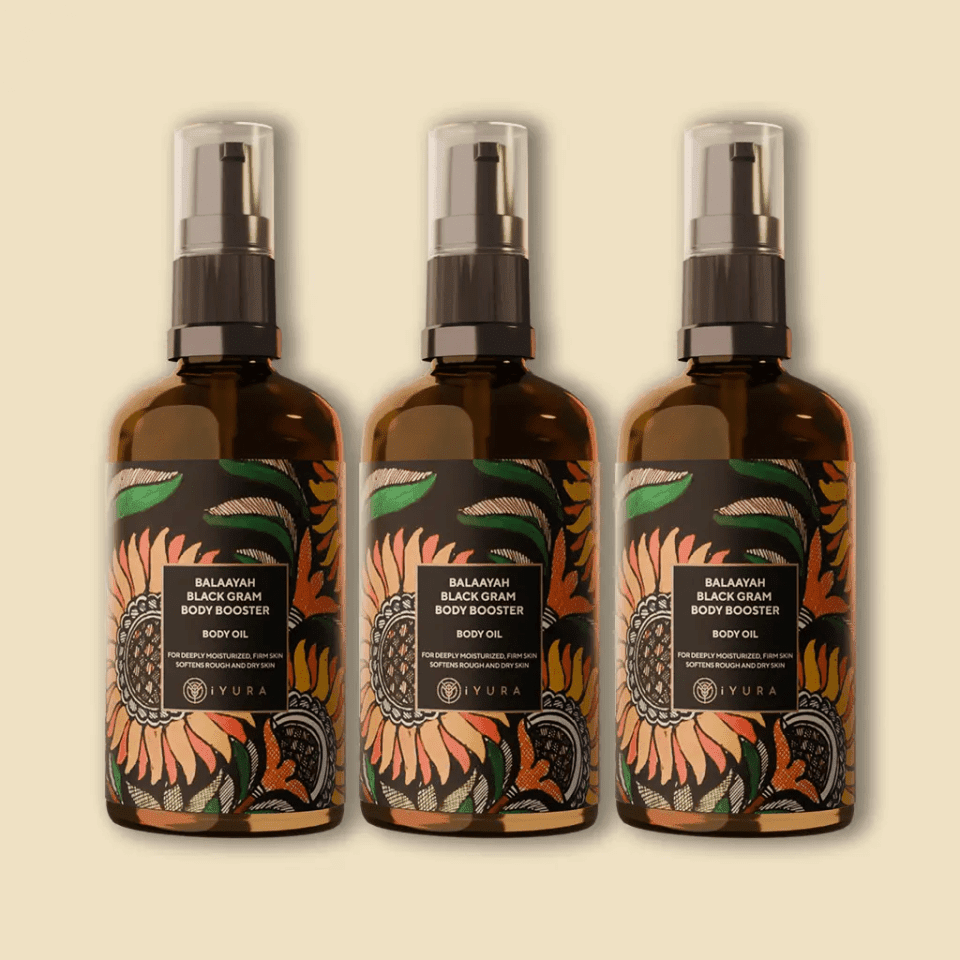 Balaayah Black Gram Body Booster - An Ayurvedic Body Moisturizing Oil for Dry, Aging, Mature Skin - Pack of 3 Body Oil iYURA 