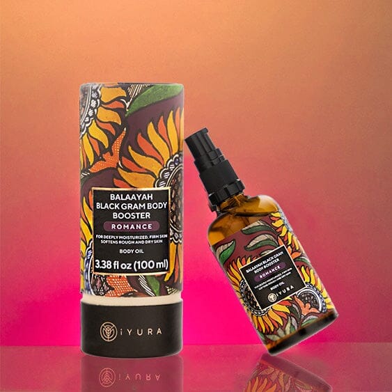 Balaayah Black Gram Body Booster: Body Massage Oil for Dry, Aging Skin | In 6 Different Indulging Aromas! Body Oil iYURA Romance: with fuzzy comfort and sweet romance of Rose & Geranium 