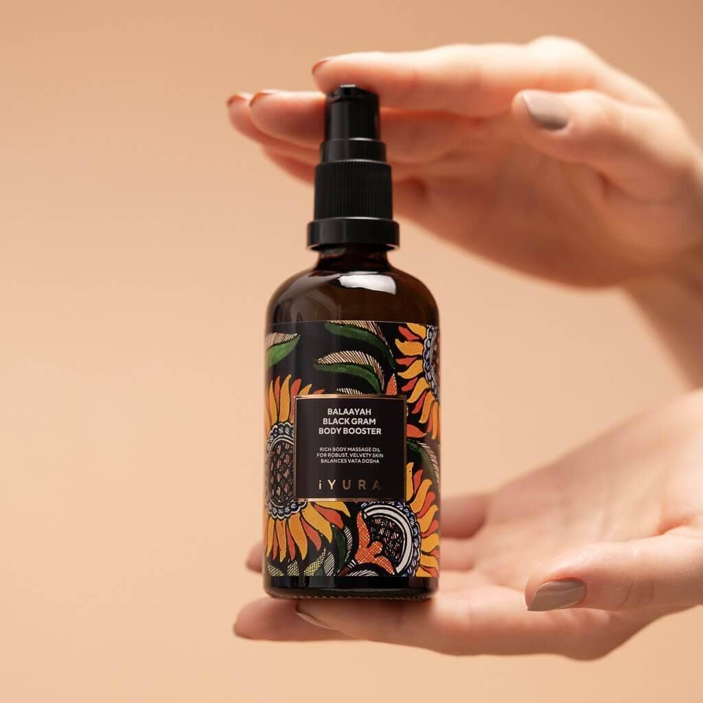 Balaayah Black Gram Body Booster: Body Massage Oil for Dry, Aging Skin - In 7 Different Indulging Aromas! Body Oil iYURA 