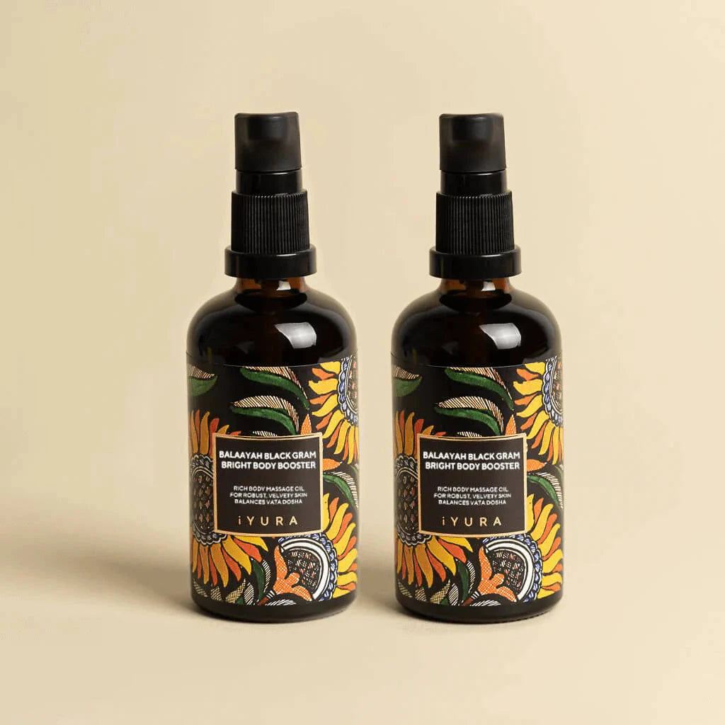 Balaayah Black Gram Body Booster (Pack of 2) - Ayurvedic Body Oil For Dry, Mature, Aging Skin Body Oil iYURA Pack of 2 - 100ml (3.38 fl oz) each 