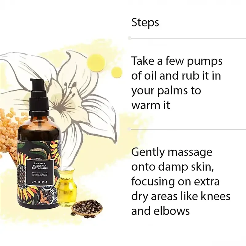 Balaayah Black Gram Body Booster: Tea-Garden Blend - Body Oil for Dry, Saggy Skin Body Oil iYURA 