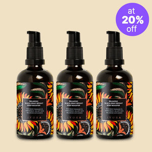 Balaayah Black Gram Bright Body Booster | With Sweet & Citrusy Aroma of Jasmine, Cardamom, Orange and Lemongrass Body Oil iYURA 3 bottles of 3.38 fl oz (100 ml) each at 20% OFF 