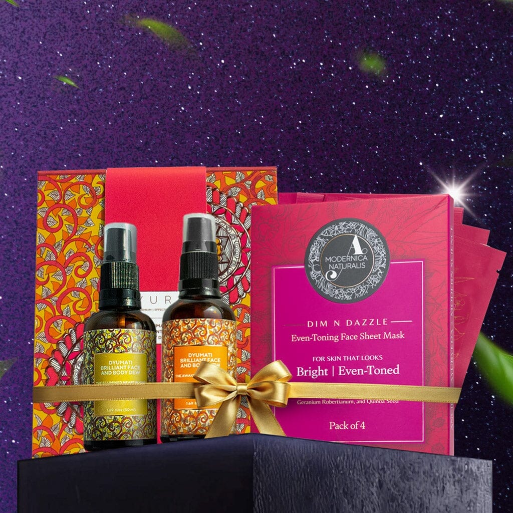 🎁 BLACK FRIDAY FREE GIFT: Dyumati Illuminating Face and Body Dew Duo + Dim N Dazzle Sheet Mask worth $115 USD! (100% off) iYURA 