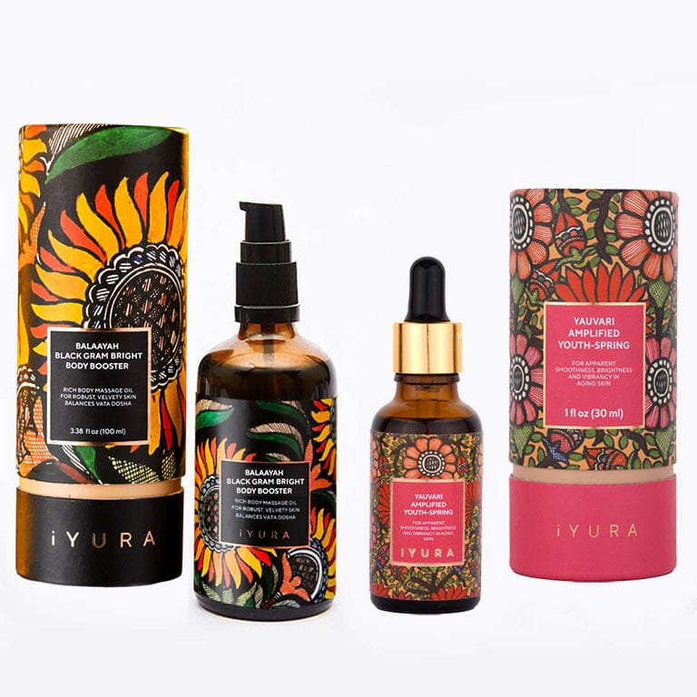 Black Gram Face & Body Duo || Best Moisturizers for Dry Skin, Aging Skin and Mature Skin - Natural Skincare for Glowing Skin || Beauty set iYURA 