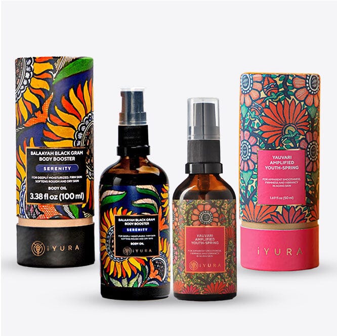 Black Gram Face & Body Duo With Serenity Blend - Best Ayurvedic Moisturizers for Dry Skin Beauty set iYURA 