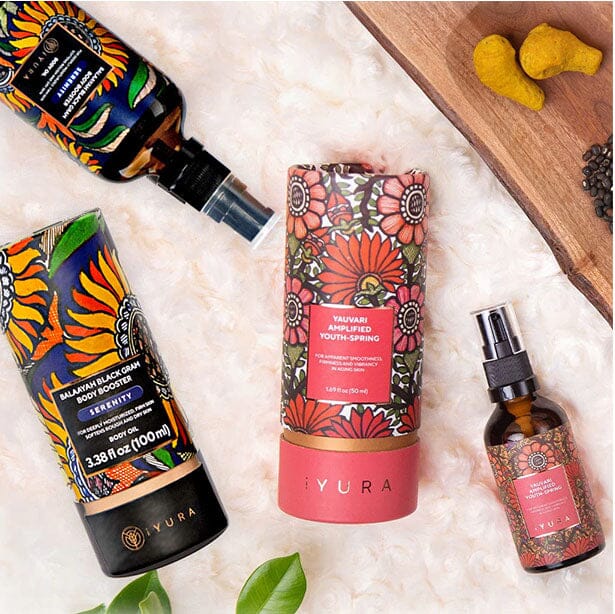 Black Gram Face & Body Duo With Serenity Blend - Best Ayurvedic Moisturizers for Dry Skin Beauty set iYURA 