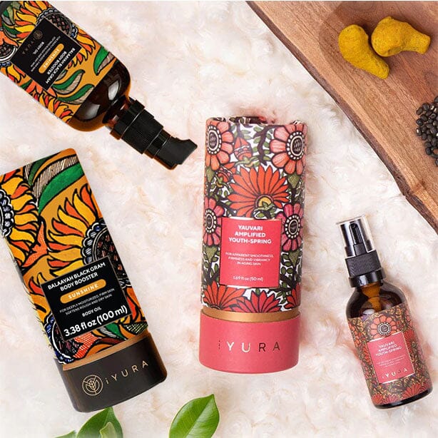 Black Gram Face & Body Duo With Sunshine Blend - Best Ayurvedic Moisturizers for Dry Skin Beauty set iYURA 