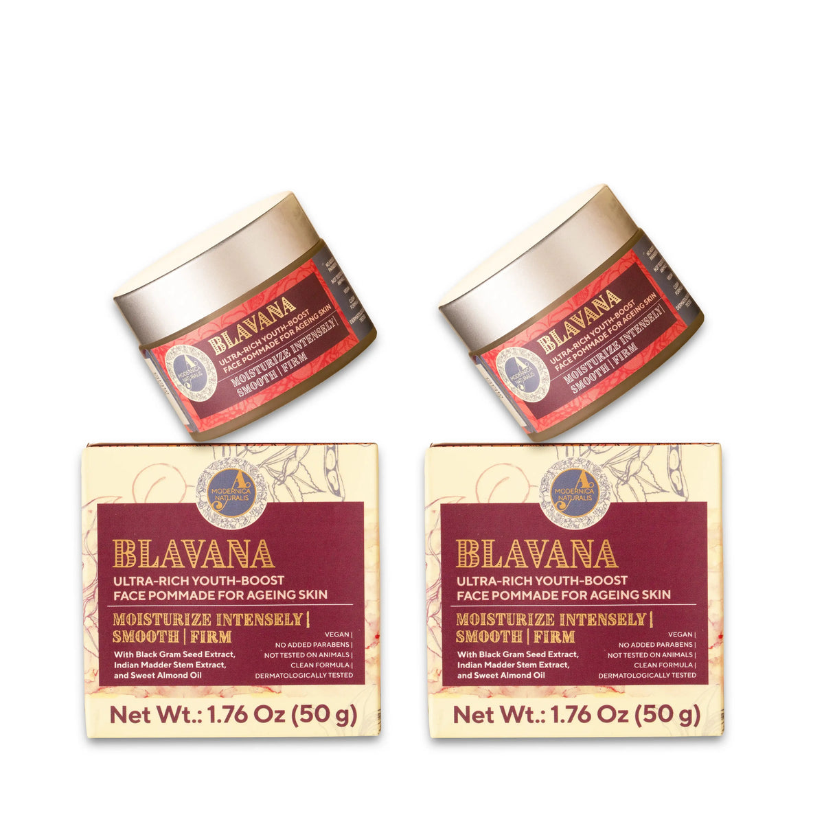 Blavana Ultra-Rich Youth-Boost Face Pommade - Enriched with Black Gram & Manjistha - For Dry, Aging, Mature, Dull Skin - Pack of 2 Lotion & Moisturizer A. Modernica Naturalis 