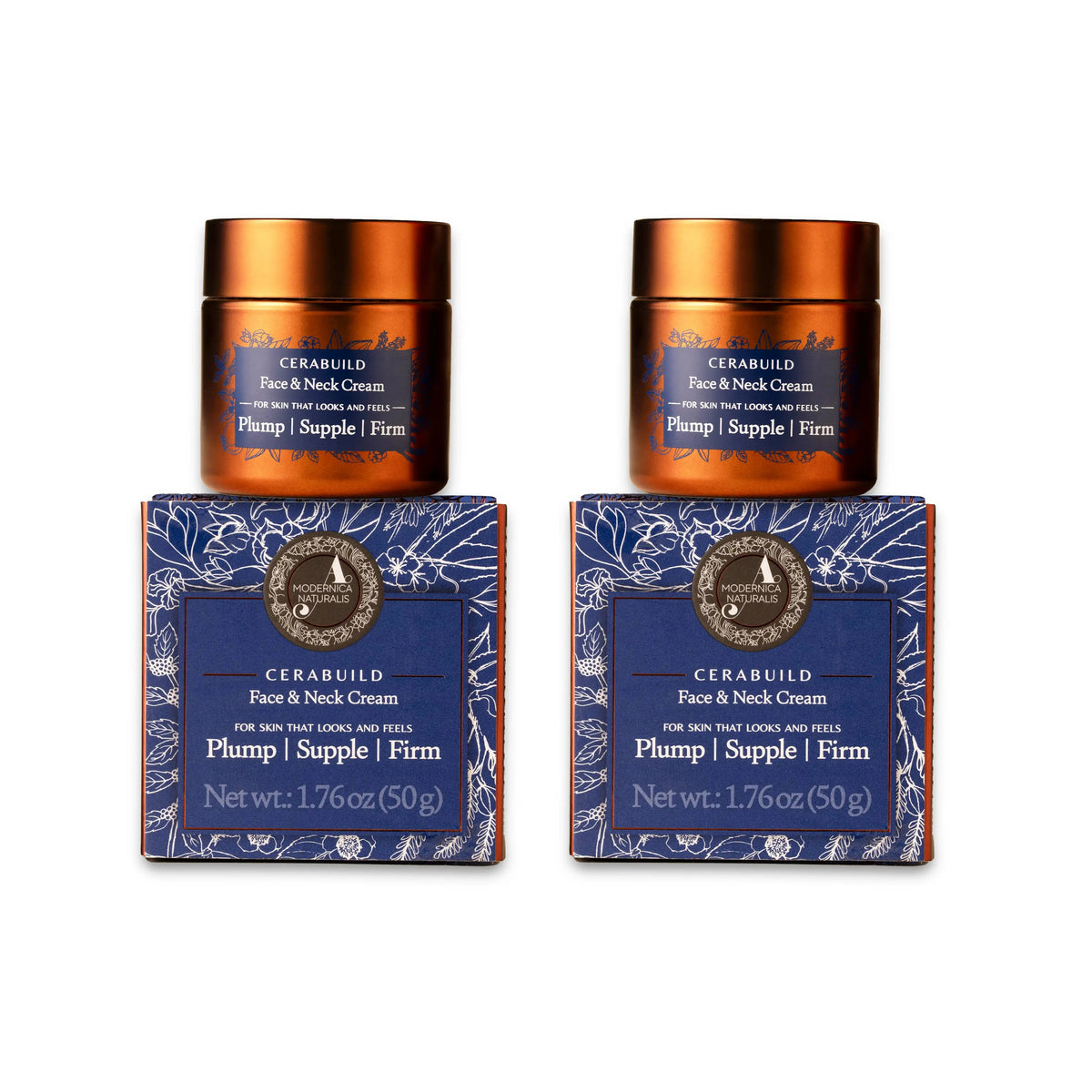 Cerabuild Face and Neck Cream - Restores Skin's Gone Moisture & Protects Skin's Barrier - With Phyto-Ceramides | Pack of 2 Lotion & Moisturizer A. Modernica Naturalis 