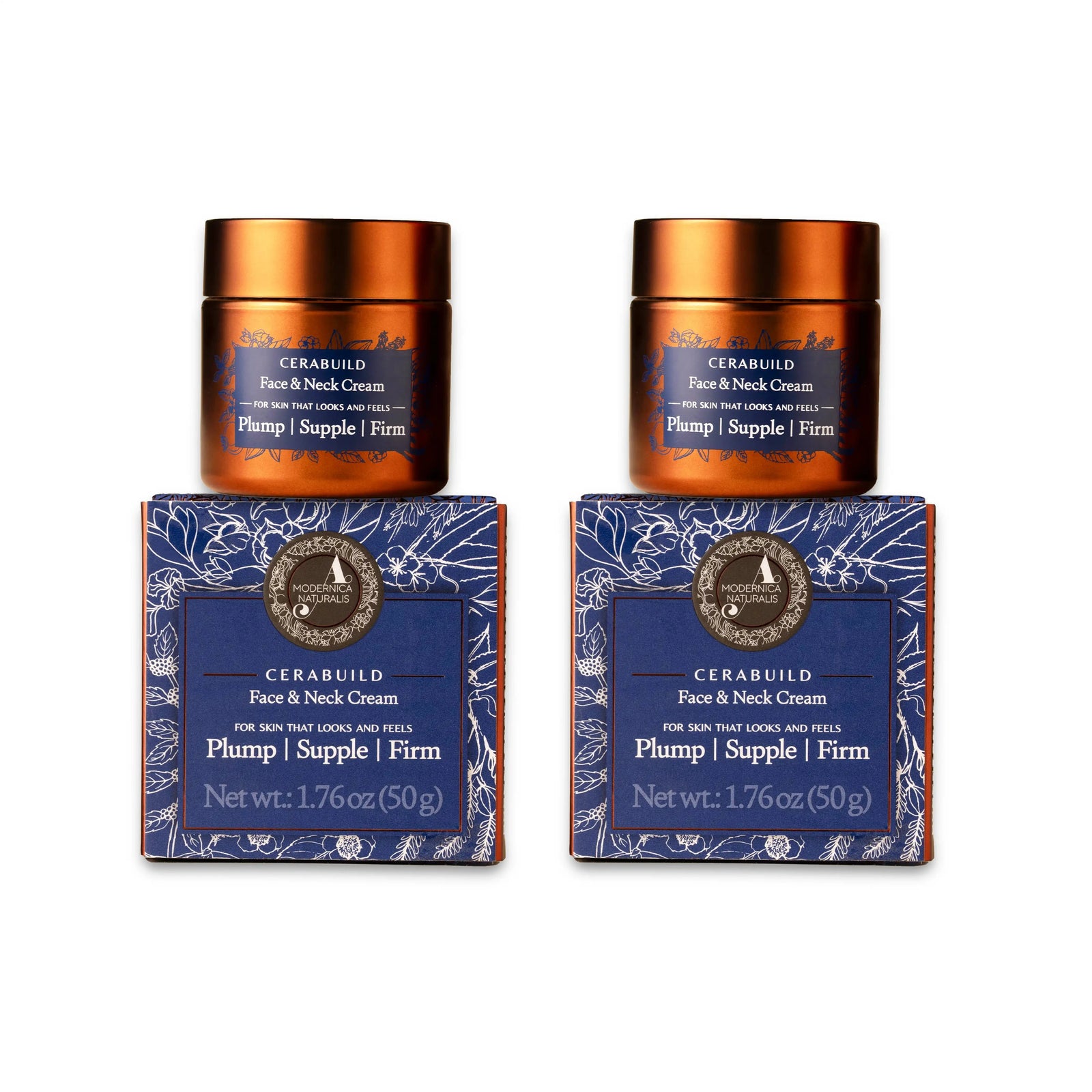 Cerabuild Face and Neck Cream - Restores Skin's Gone Moisture & Protects Skin's Barrier - With Phyto-Ceramides | Pack of 2 Lotion & Moisturizer A. Modernica Naturalis 