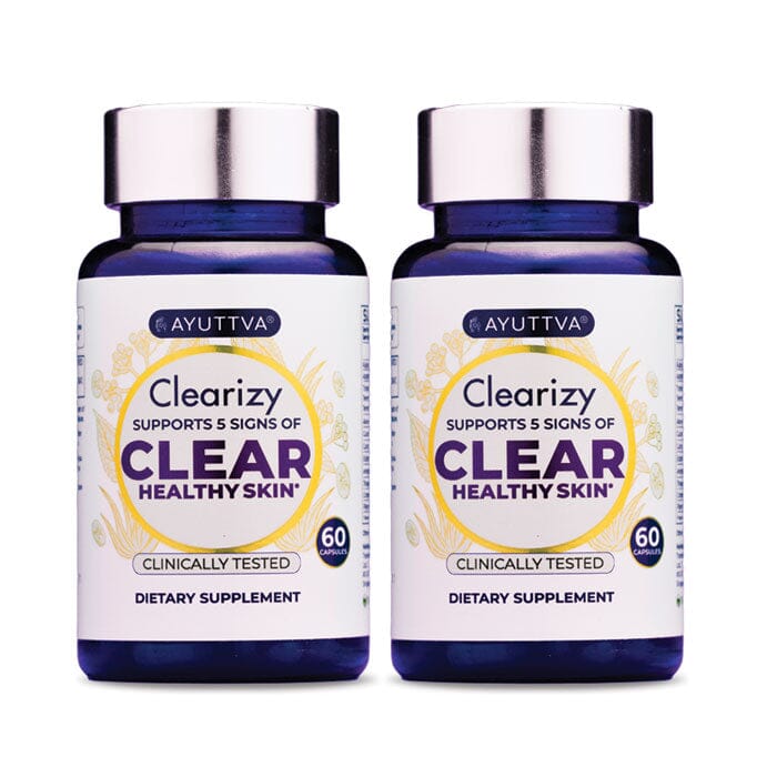 Clearizy Capsules for Clear Skin and Breakout Relief - 5-in-1 Acne Control | Clean Label 100% natural | Fast Acting Long Lasting - Pack of 2 The Ayurveda Experience 