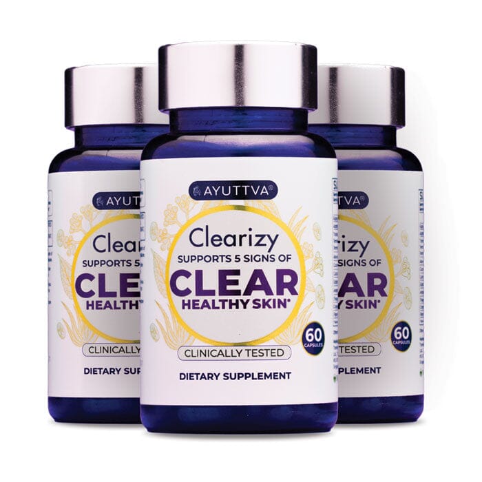 Clearizy Capsules for Clear Skin and Breakout Relief - 5-in-1 Acne Control | Clean Label 100% natural | Fast Acting Long Lasting - Pack of 3 The Ayurveda Experience 