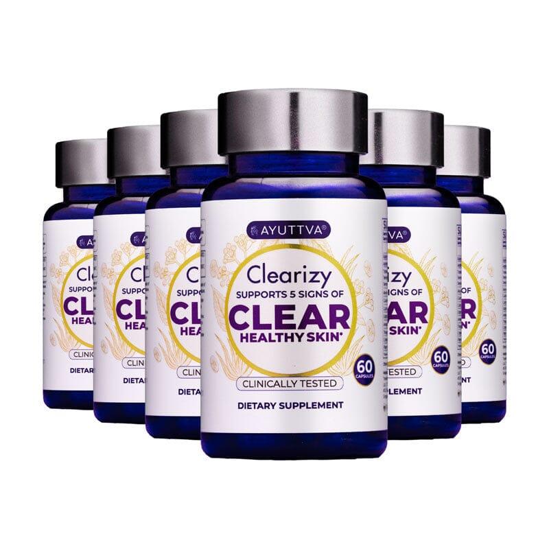 Clearizy Capsules for Clear Skin and Breakout Relief - 5-in-1 Acne Control | Clean Label 100% natural - Pack of 6 Ayuttva 