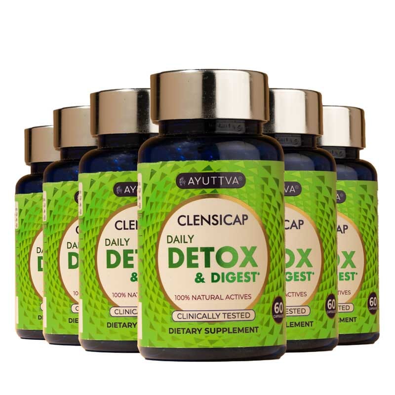 Clensicap:- Daily Detox Supplement for Improved Strength, Stamina, Sleep and Digestion | Pack of 6 Supplements Ayuttva 