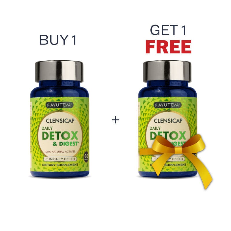 Clensicap - Detox Supplement for Improved Strength, Stamina, Sleep and Digestion - Get FREE Clensicap Pack of 1 Supplements Ayuttva 