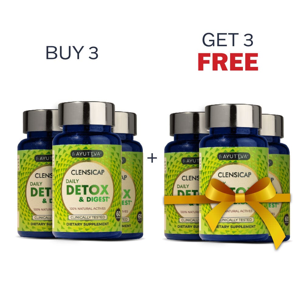 Clensicap - Detox Supplement for Improved Strength, Stamina, Sleep and Digestion - Pack of 3 - Get FREE Clensicap Pack of 3 Supplements Ayuttva 