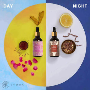 Day & Night Face Oil Duo - Best Moisturizer for Healthy Skin - Ayurvedic Natural Skincare Set. Beauty set iYURA 