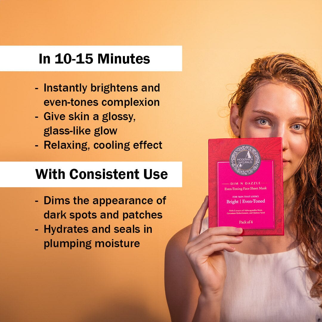 Dim N Dazzle Sheet Mask For Even Toned, Brightened, Hydrated Skin| The ...