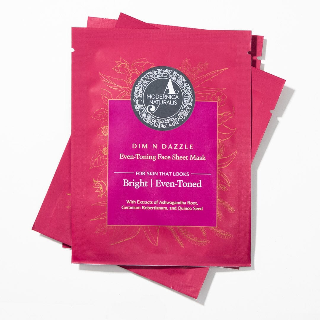 🎁 FREE GIFT: Dim N Dazzle Even-Toning Face Sheet Mask – Brightens, Hydrates Dull, Dry, Aging Textured Skin - Unique ‘Serum-Drench Method’ with Sappan Wood Bark & Manjistha (100% off) A Modernica Naturalis 