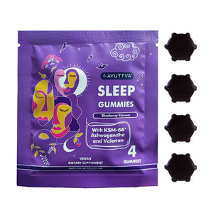 FREE GIFT SAMPLE: Sleep Gummies with KSM 66 Ashwagandha and Valerian Root for Blissful Sleep Supplements Ayuttva 