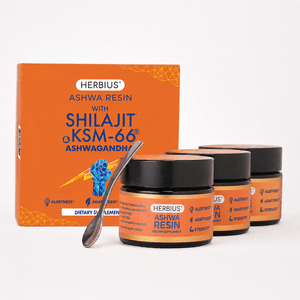 HERBIUS™ ASHWA RESIN: A Powerful Ayurvedic Blend of Pure Himalayan Shilajit and the World’s Most Clinically Studied KSM-66® Ashwagandha - Pack of 3 Supplements Ayuttva 