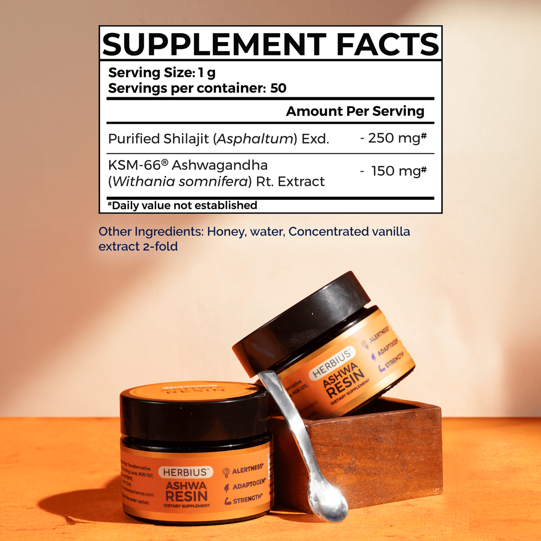 HERBIUS™ ASHWA RESIN: A Powerful Ayurvedic Blend of Pure Himalayan Shilajit and the World’s Most Clinically Studied KSM-66® Ashwagandha Supplements Ayuttva 