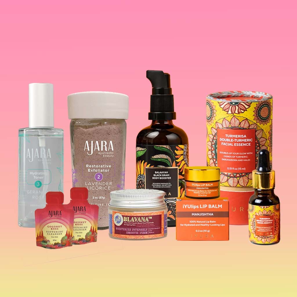 Holiday Glow Routine - A Perfectly Curated Bundle of 7-Bestsellers in Face & Body Care Beauty set The Ayurveda Experience 